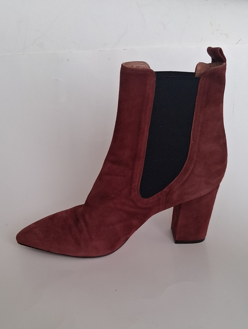 Vero Cuoio Paris Texas Suede Chelsea Boots Size 41 Brown Burgundy